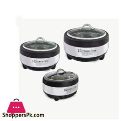 Happy Hot Pot Set Line Steel with Glass Top 3 Pcs Vol 2