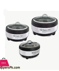 Happy Hot Pot Set Line Steel with Glass Top 3 Pcs Vol 2