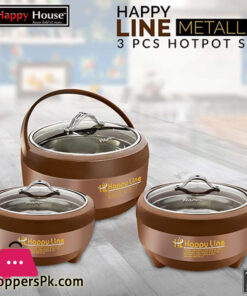 Happy Line Metallic Glass top Hotpot 3 Pcs Set