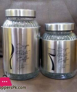 High Grade Stainless Steel Canister Sets Food Coffee Tea Storage Jar 2 Pcs