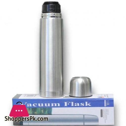 Hot And Cold Stainless Steel Vacuum Flask Water Bottle Silver 1 Liter