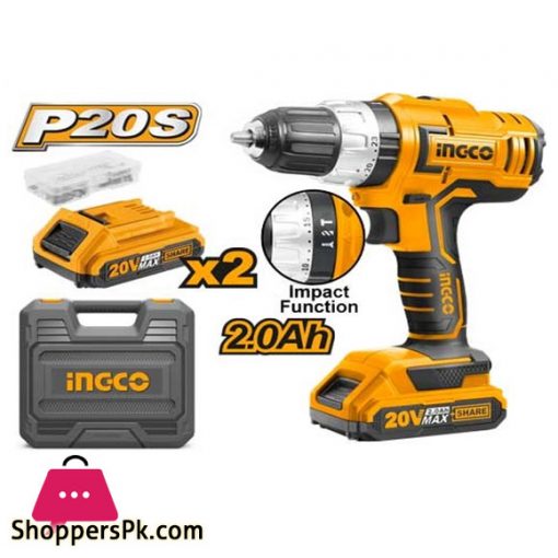 Ingco Cordless Lithium-Ion Impact Drill With 2 Batteries 20V - CIDLI20031