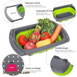 Kitchen Retractable Vegetable Fruit Washing Drain Basket Over Sink Drain Rack Colander Strainer Drying Rack Kitchen Storage Toolracks Holders