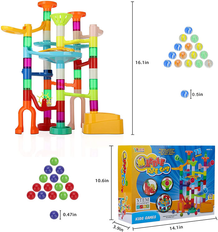 Marble Run Toy Set Construction Building Blocks Toys 73 Pcs