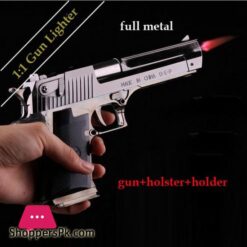 Metal Desert Eagle Windproof Lighter Smoking Cigarette Cigar Lighter Pistol Gun Shaped Refillable Butane Gas Flame Jet Lighterlighter Air