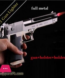 Metal Desert Eagle Windproof Lighter Smoking Cigarette Cigar Lighter Pistol Gun Shaped Refillable Butane Gas Flame Jet Lighterlighter Air