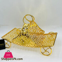 Metal Gold Plated Mesh Wired Car Gift Hamper Basket - Fruit Basket - Dry fruit Basket -1578