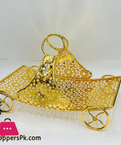 Metal Gold Plated Mesh Wired Car Gift Hamper Basket - Fruit Basket - Dry fruit Basket -1578