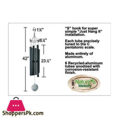 Nature’s Melody Aureole Tunes Wind Chimes – Outdoor Windchime With 6 Tubes Tuned To C Pentatonic Scale, 100% Rustproof Aluminum, Powder Finish &Amp; S Hook Hanger For Sympathy, Memorial Gift Or Zen Garden