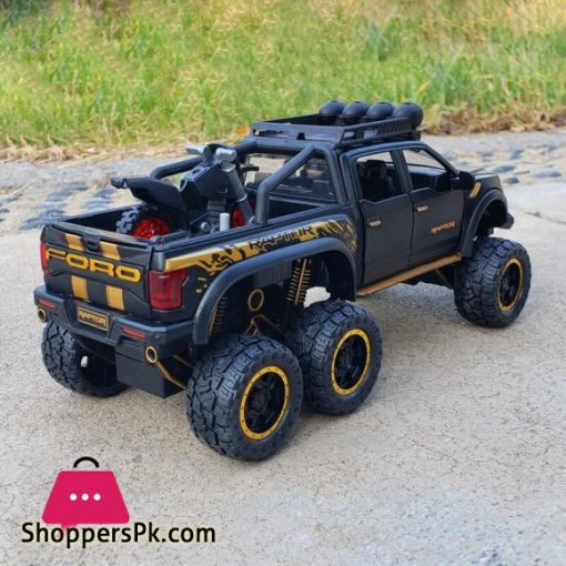 New 128 Ford Raptor F150 Alloy Diecast Car Model Toys Sound Light Toy Pickup Truck Pull Back Vehicle For Children Diecasts Toy Vehicles