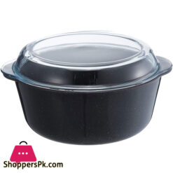 Pasabahce Borcam Granite Round Glass Casserole With Transparent Cover - 59003-94