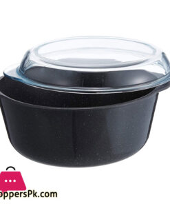 Pasabahce Borcam Granite Round Glass Casserole with Transparent Cover - 59003-94
