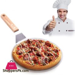 Pizza Pie Server Pizza Turner Wood Handle Stainless Steel Pizza Paddle For Homemade Pizza And Bread Pies And Cookies Wooden Handle
