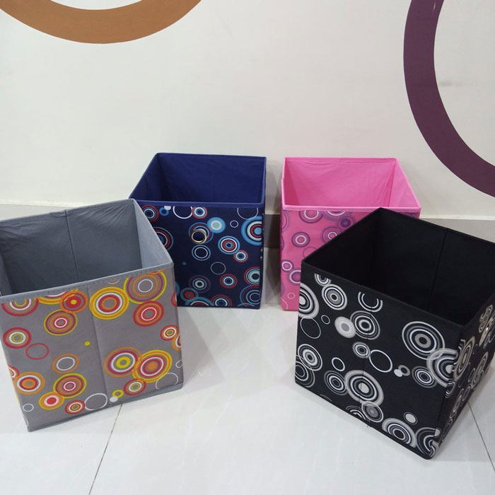 Printed Foldable Square Folding Box Clothes Organizer Fabric Cube