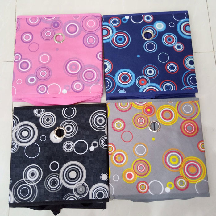 Printed Foldable Square Folding Box Clothes Organizer Fabric Cube