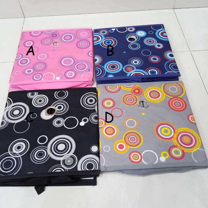 Printed Foldable Square Folding Box Clothes Organizer Fabric Cube
