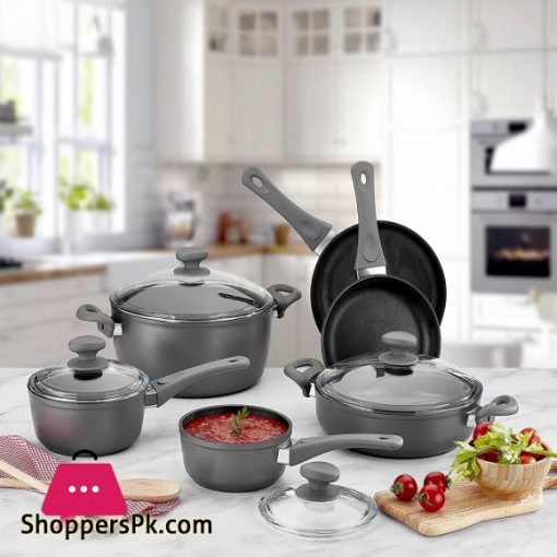 Saflon Titanium Nonstick 10 Piece Cookware Set Forged Aluminum with PFOA Free Scratch Resistant Coating from England Dishwasher Safe