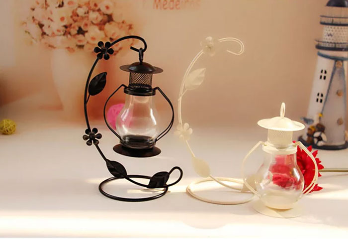 Small Lantern Lamp Wedding Festival Gifts Wrought Iron Furnishing Articles Candle Lantern Jelly Candle Lights Sconce