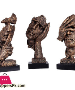 Smart Creative Statues Silencer Figurines Home Decorations for Living Room Resin Statues Thinkers Sculpture Home Decor ( 3 Pcs Set)