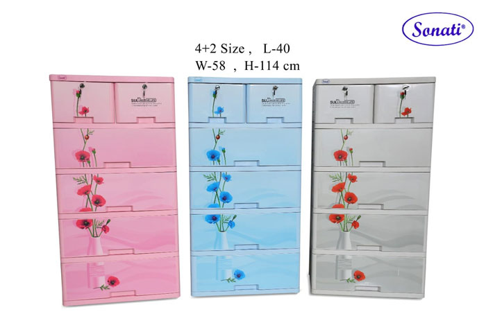 Sonati Floral Flower Wardrobe Drawer (4+2)