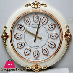 Stylish White & Golden Analog Wall Clock