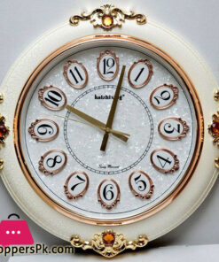 Stylish White & Golden Analog Wall Clock