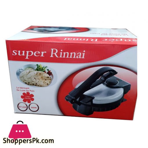 Super Rinnai De luxe Roti Maker Machine Electric ST-226 - Black & Silver 900 W