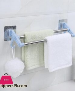 Towel Racks Double Sticks Holders Stainless Steel Wall mounted Towel Rail Rack Bathroom Kitchen Punch free Storage ShelfTowel Racks