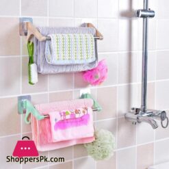 Towel Racks Double Sticks Holders Stainless Steel Wall Mounted Towel Rail Rack Bathroom Kitchen Punch Free Storage Shelftowel Racks