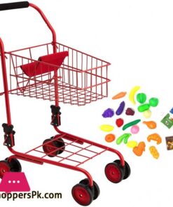 Toy Shopping Cart for Kids and Toddler Includes Food Folds for Easy Storage High Quality Metal Frame