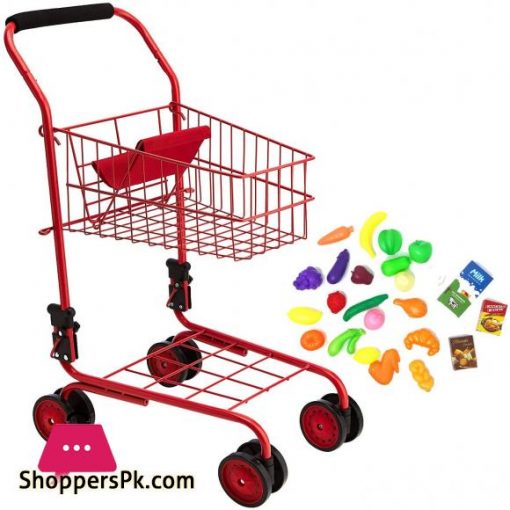 Toy Shopping Cart for Kids and Toddler Includes Food Folds for Easy Storage High Quality Metal Frame