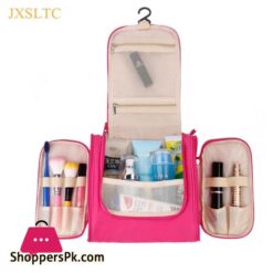 Travel Portable Cosmetic Bag 6 Color Hang Hook Folding Wash Make Up Organizer Neceser Makeup Pouch For Women Beauty Toilet Bag