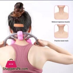 M S International U Shape Trigger Point Massage Roller Arm Leg Neck Muscle Tissue Fitness Gym Yoga Pilates Sports 8 Wheels