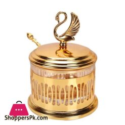 Unique Jars Style Gold Finish Metal Glass Salt Sugar Jar Storage Bottle Tableware Dinnerware Home Table Decorfigurines Miniatures