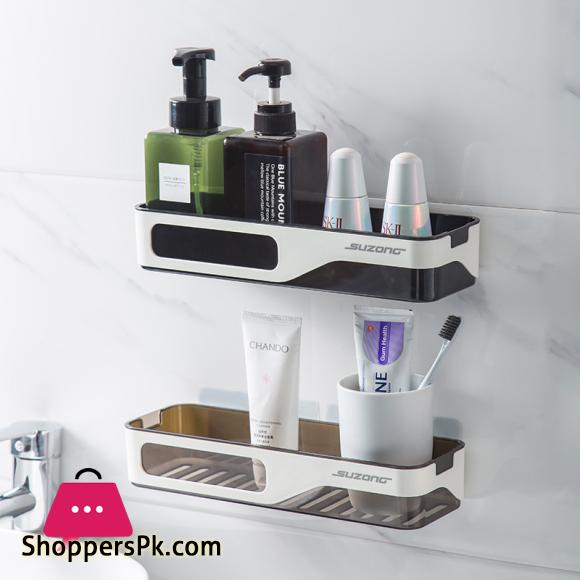 Buy Wall Mounted Bathroom Organizer Shelf Cosmetic Shampoo Rack Kitchen Plastic Holder Household Items Bathroom Accessories at Best in Pakistan