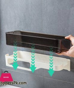 Wall Mounted Bathroom Organizer Shelf Cosmetic Shampoo Storage Rack Kitchen Plastic Holder Household Items Bathroom Accessoriesstorage Holders Racks