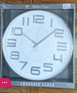 White And Silver Color Round Analog Wall Clock