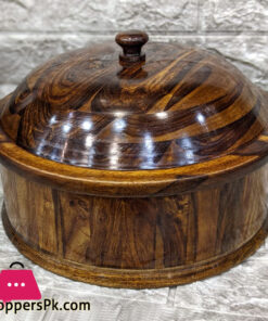 Wooden Hand Crafted Roti Box Hot Pot with Steel Pot
