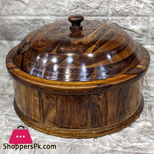 Wooden Hand Crafted Roti Box Hot Pot with Steel Pot