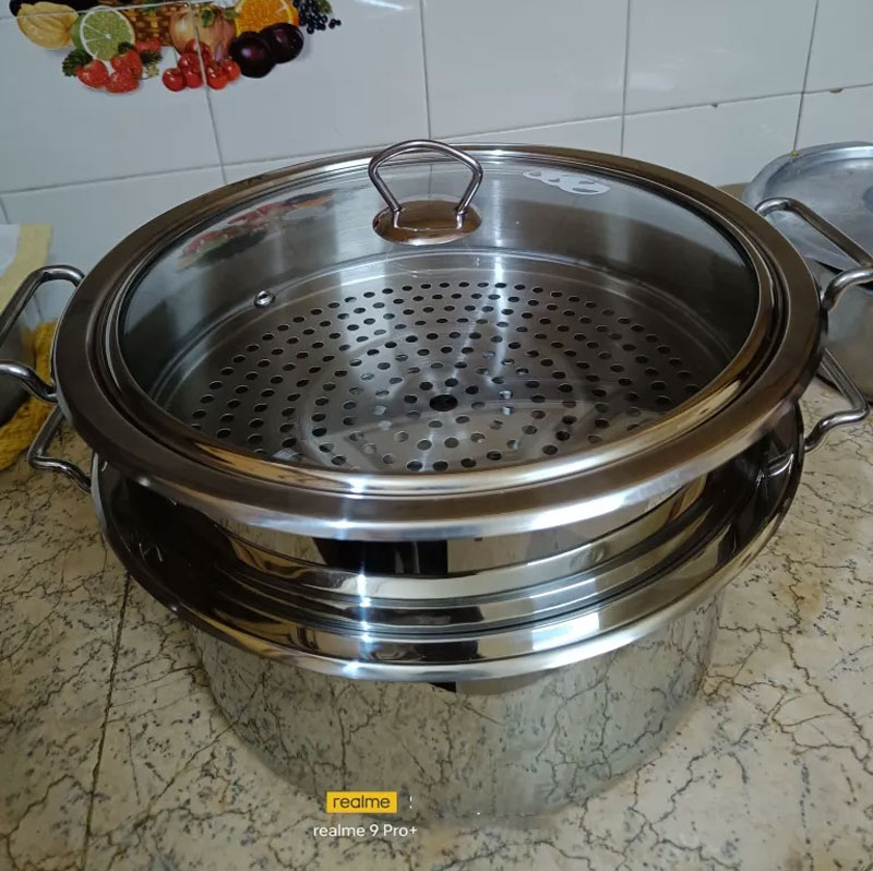 Alpha Stainless Steel Food Steamer Double Bottom
