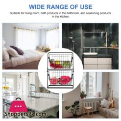 Iron Fruit Storage Shelf Vegetable Fruit Large Capacity Storage Rack Double Layer Storage Basket For Kitchen Seasoning Organizerstorage Holders Racks