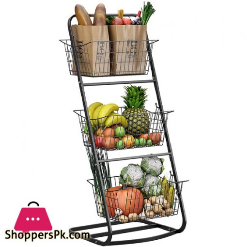 3 Tier Market Basket Stand Fruit Baskets with Removable Baskets 3 Tier Basket