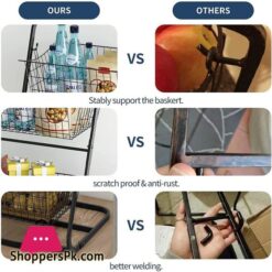 3 Tier Market Basket Standhowdia Fruit Baskets With Removable Baskets Kitchen Organizer Fruit Vegetable Produce Metal Hanging Storage Bin For Pantry Bathroom Kitchen 3 Tier Basket