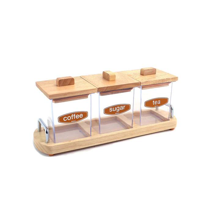 Billi Coffee Tea And Sugar Jars Canister Set Of 3 Thailand Made #Wp147/3