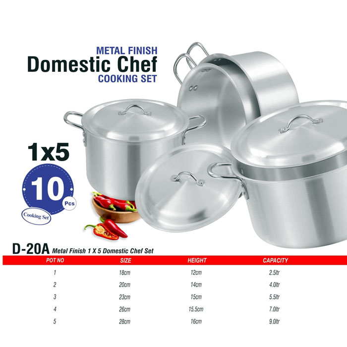 Domestic Chef 1×5 Cooking Set - D-20A 5 Domestic Chef 1×5 Cooking Set - D-20A