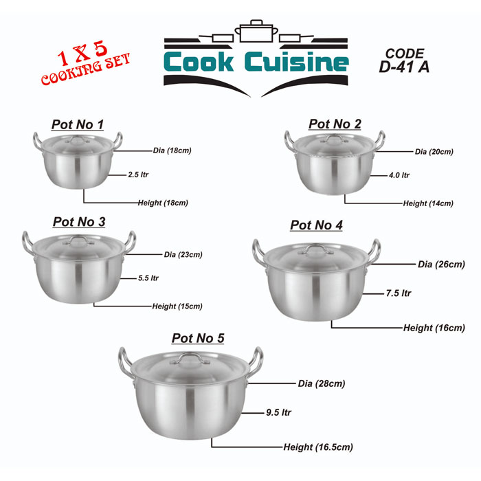 Domestic Cook Cuisine 1×5 Cooking Set 10 Pcs - D-41A