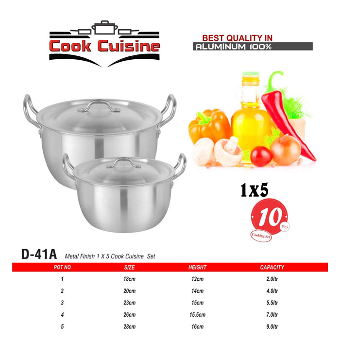Domestic Cook Cuisine 1×5 Cooking Set 10 Pcs - D-41A