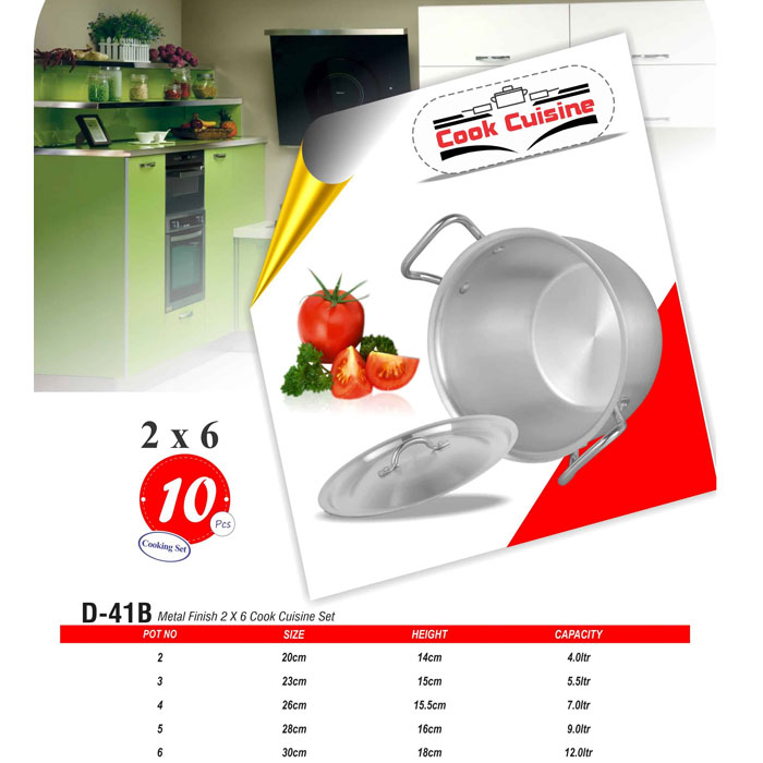Domestic Cook Cuisine 2×6 Cooking Set 10 Pcs - D-41B 5 Domestic Cook Cuisine 2×6 Cooking Set 10 Pcs - D-41B