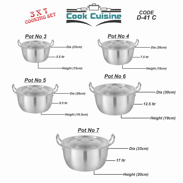 Domestic Cook Cuisine 3×7 Cooking Set 10 Pcs - D-41C