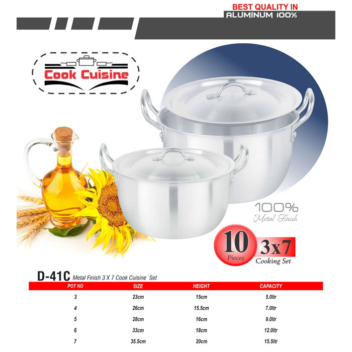 Domestic Cook Cuisine 3×7 Cooking Set 10 Pcs - D-41C